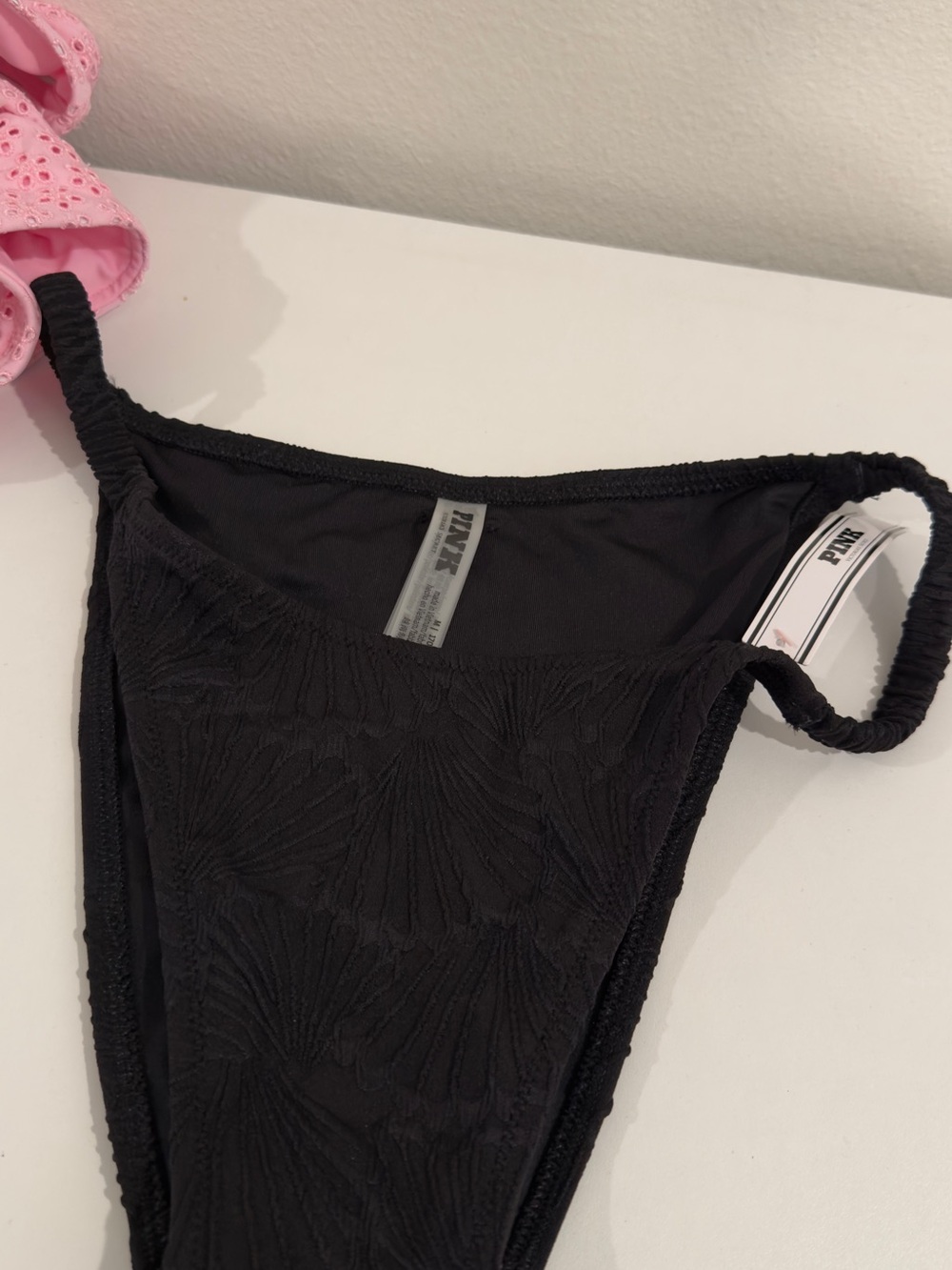 PINK Victoria's Secret Black Textured Bikini Bottom